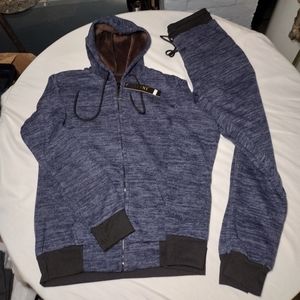 Jvini Heather Blue/Black 2 Pc Hoodie and Jogger Set